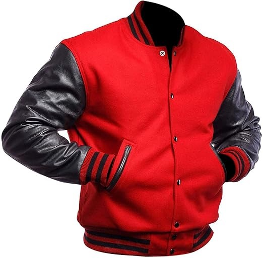 Varsity Jacket with Leather Sleeves