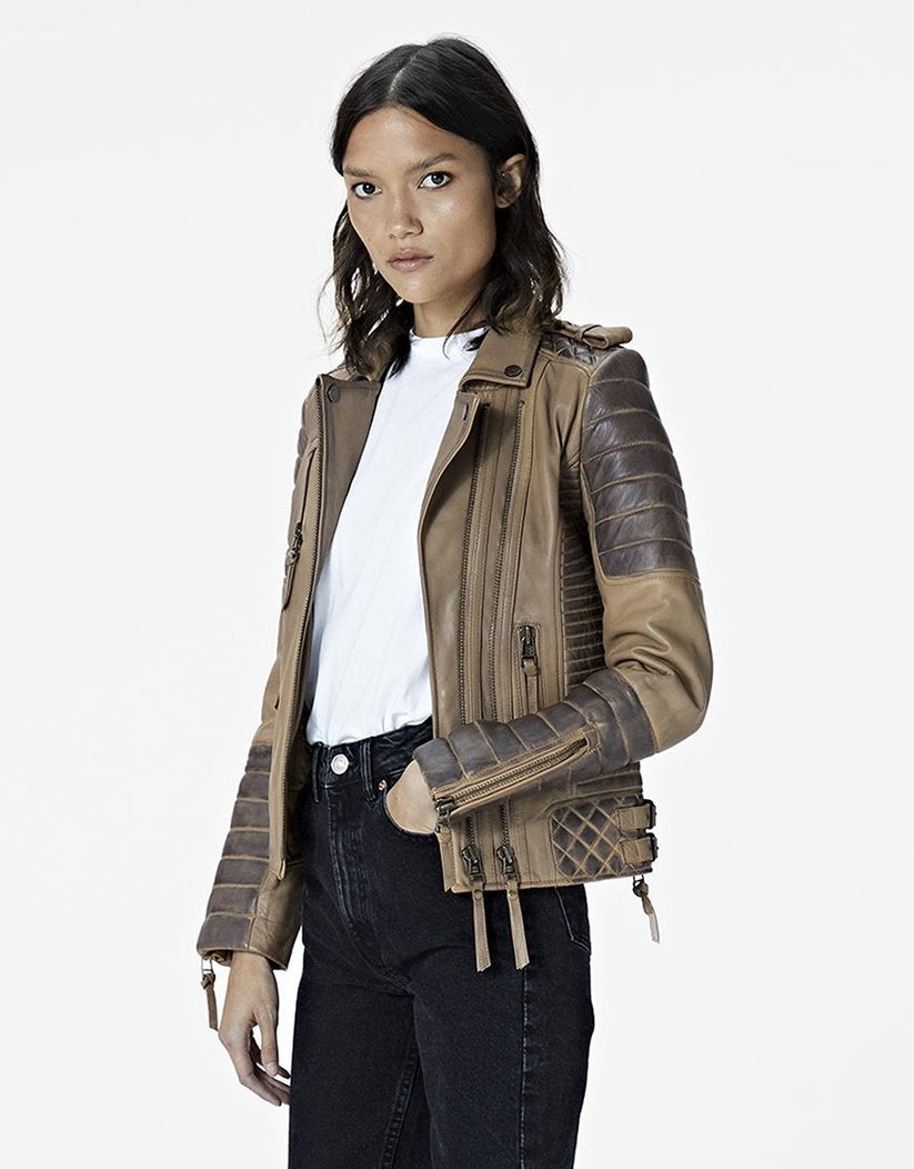Slim Fit Café Racer Jacket For Women