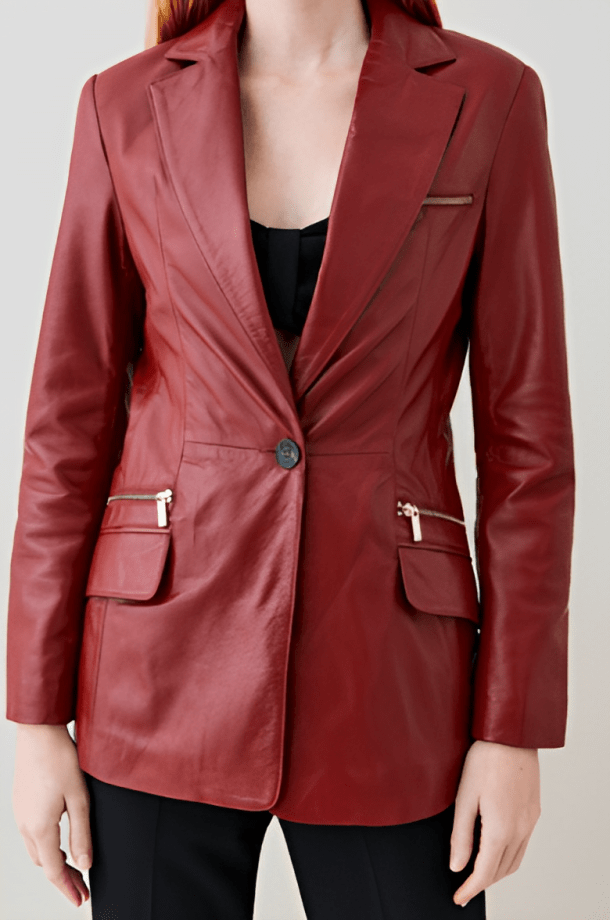 Bordeaux Chic Leather Blazer