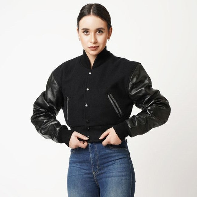 Women’s Short Leather Varsity Jacket