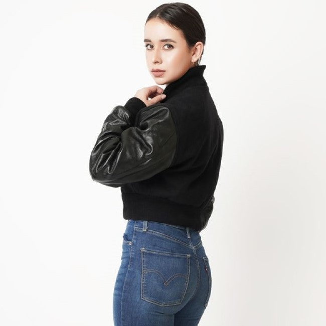 Women’s Short Leather Varsity Jacket