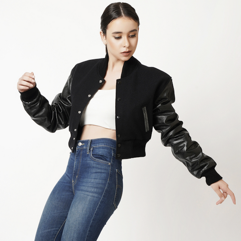 Women’s Short Leather Varsity Jacket