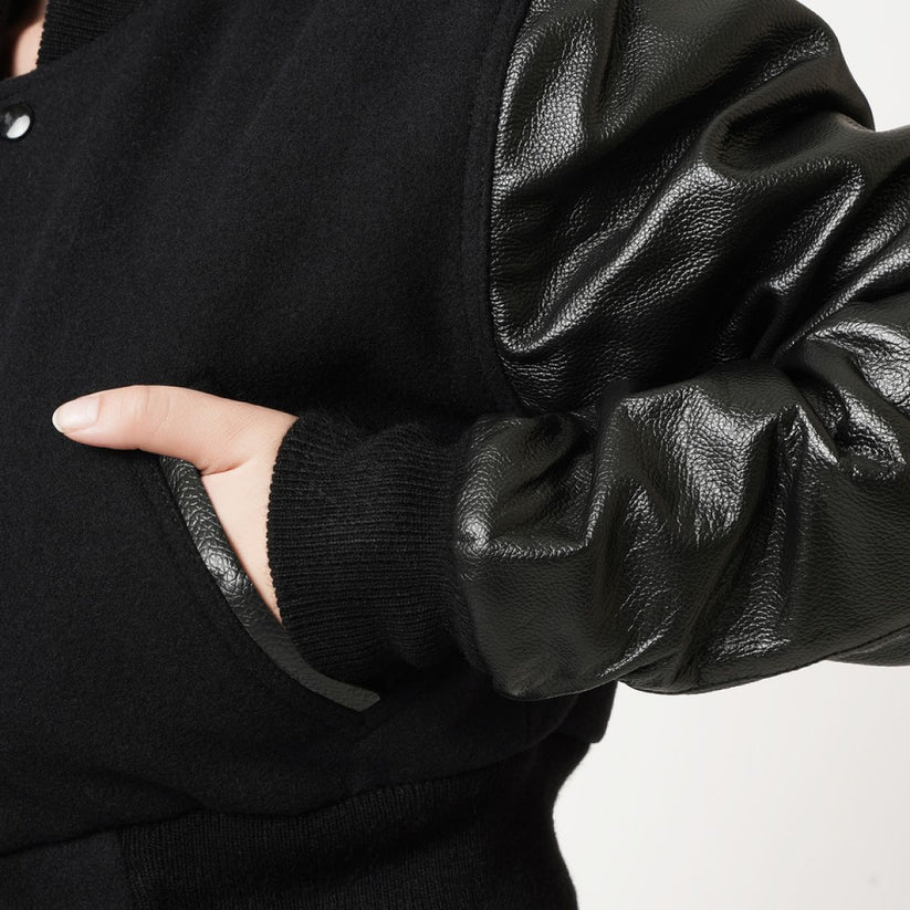 Women’s Short Leather Varsity Jacket