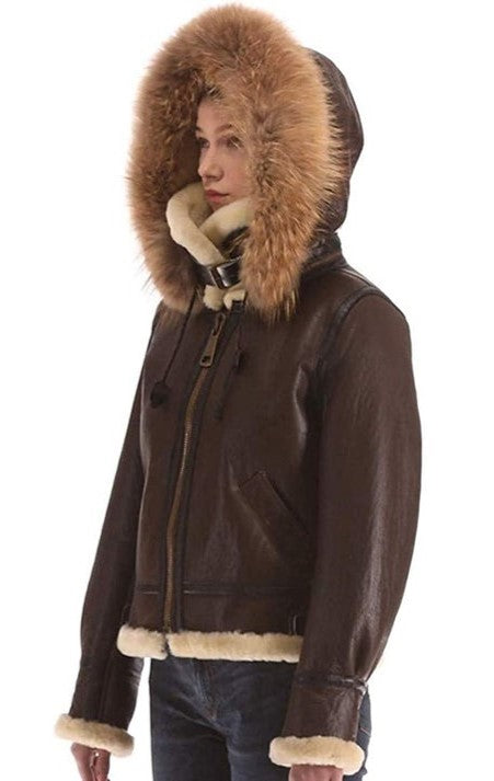 Women’s Shearling-Lined Leather Parka