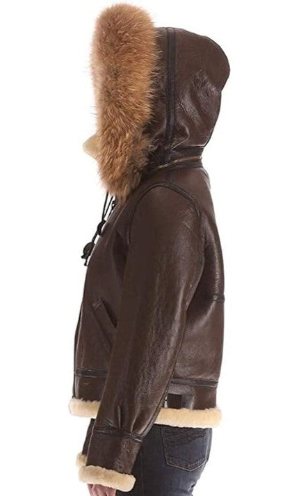 Women’s Shearling-Lined Leather Parka