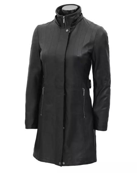 Leather Coat With Removable Hood