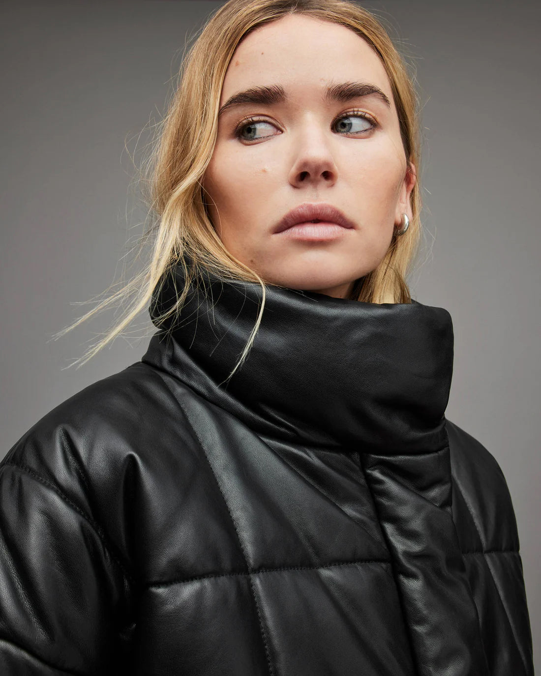 Black leather winter jacket women
