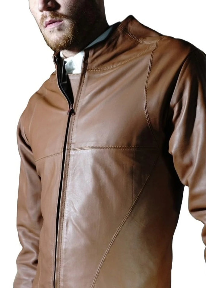 Brown Sheepskin Biker Jumpsuit for Men