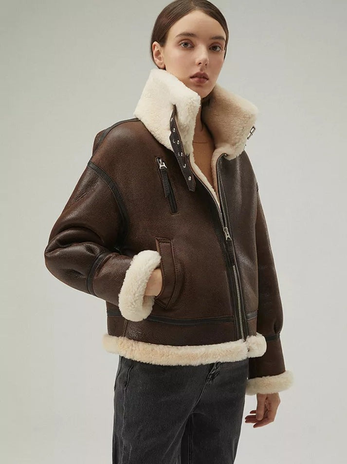 Sheepskin Leather Winter Coat