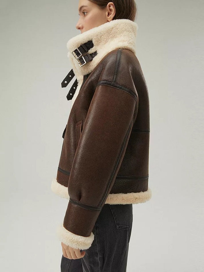Sheepskin Leather Winter Coat