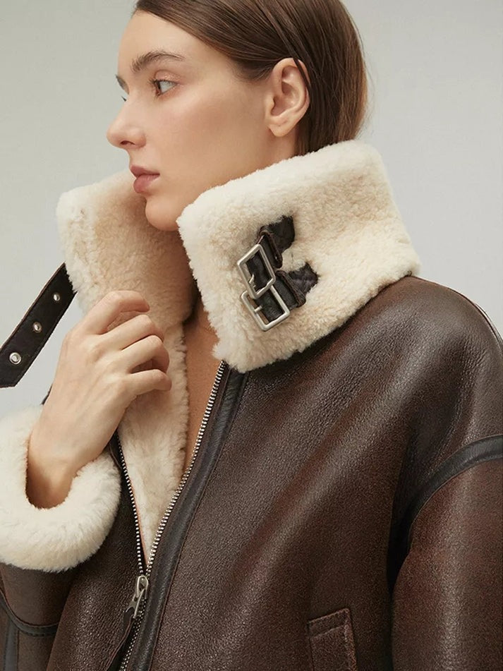 Sheepskin Leather Winter Coat