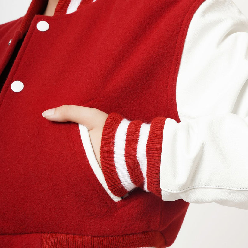 Women’s Leather Jacket Red And White