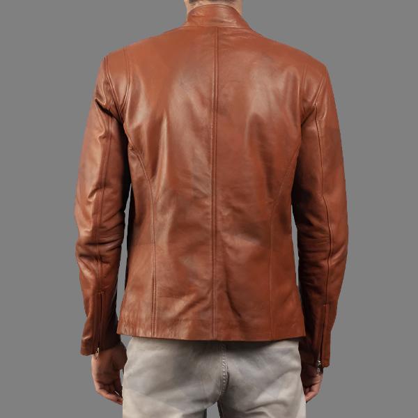 Brown Leather Biker Jacket