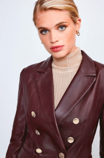 Mahogany Majesty Leather Blazer