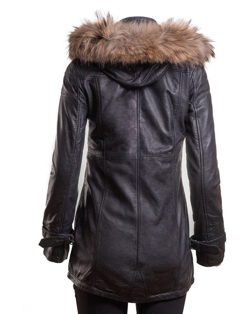 Removable Hood Leather Coat