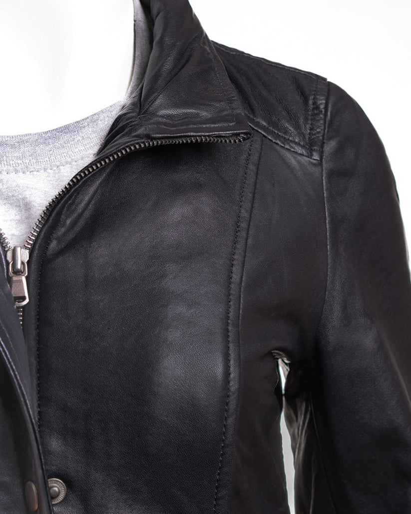 Removable Hood Leather Coat