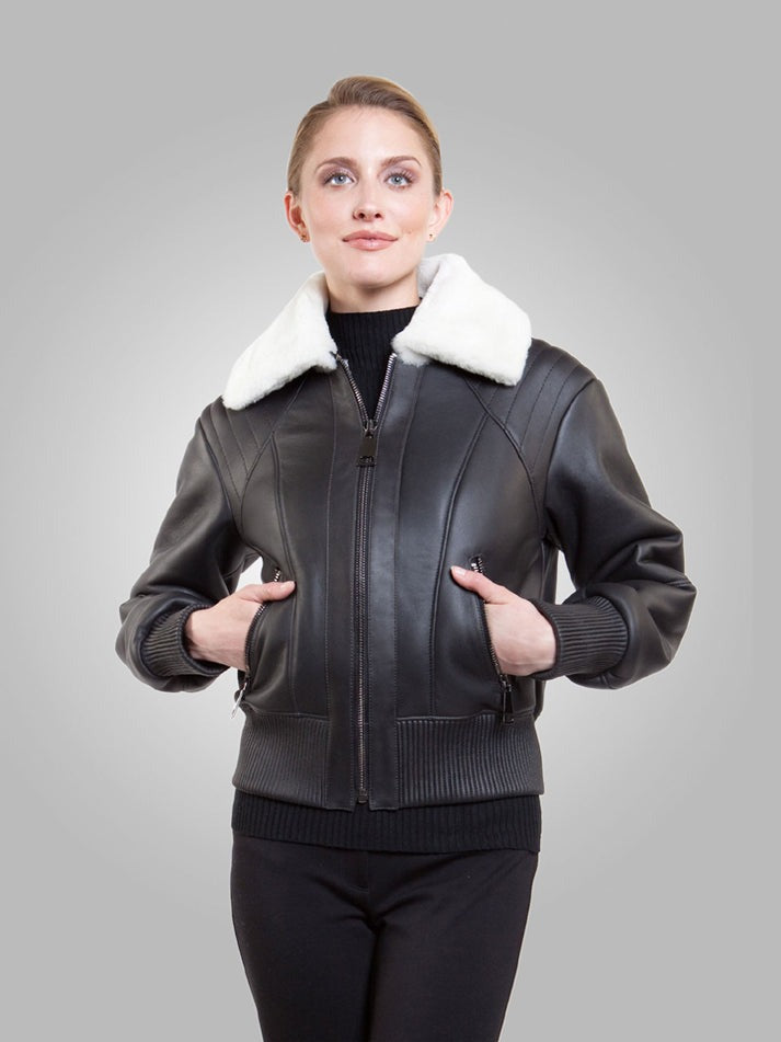 White Fur Lining B3 Jacket for Women