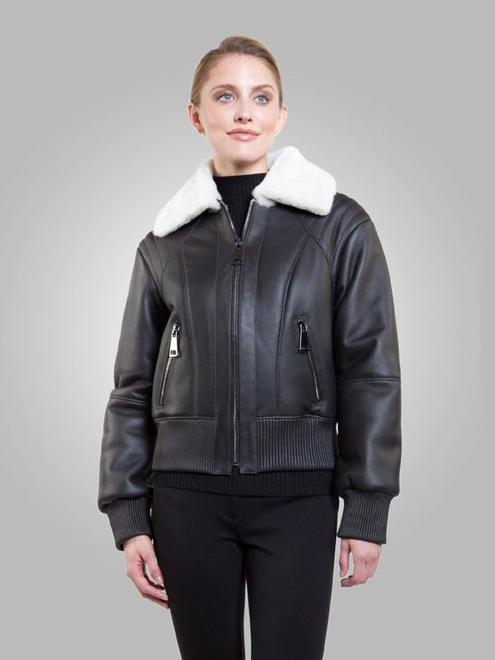White Fur Lining B3 Jacket for Women