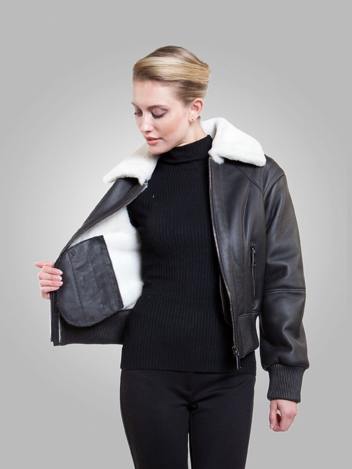 White Fur Lining B3 Jacket for Women