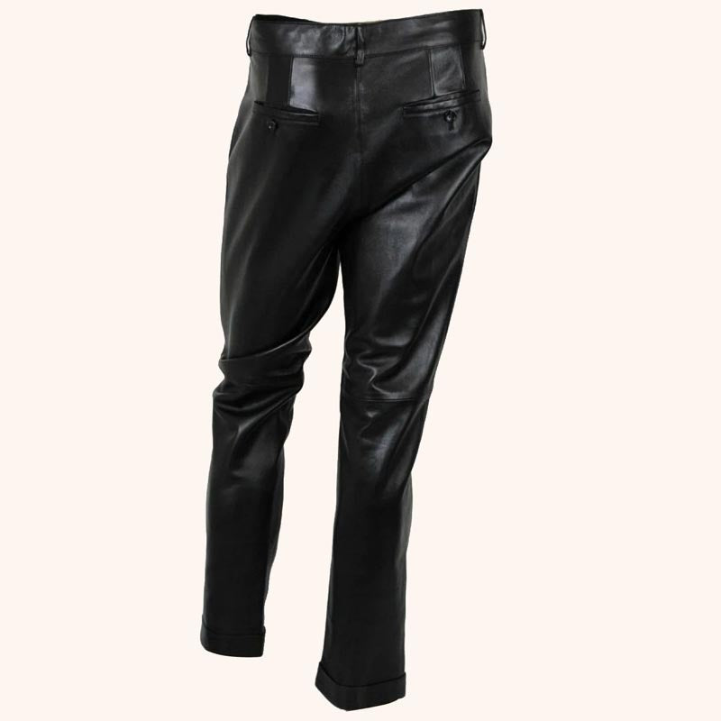 Men’s Authentic Fashion Black Leather Pants – Premium Fit