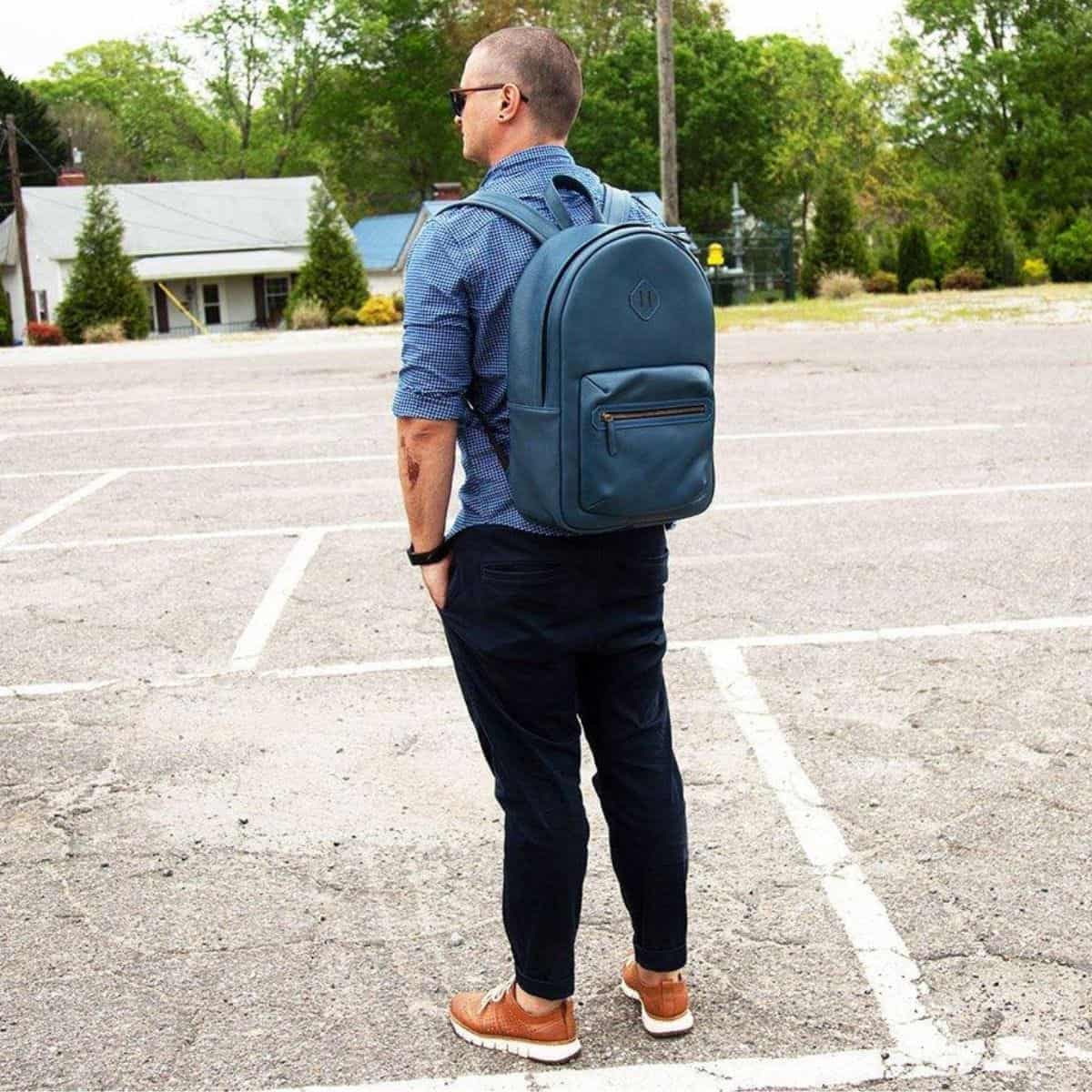 Azure Classic Leather Venture Backpack – Timeless Travel Style