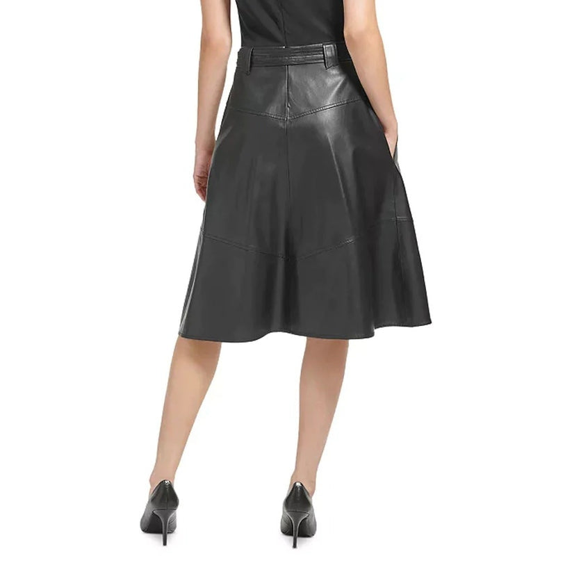 Women’s Black A-Line Leather Skirt – Chic & Timeless