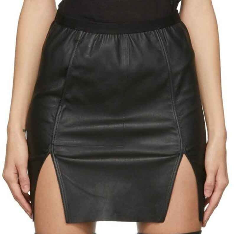 Black Leather Mini Skirt with Side Slit – Bold & Sexy Look