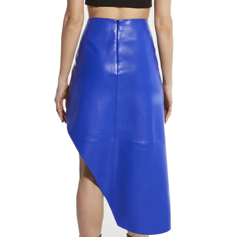 Women’s Blue Leather Skirt – Sleek, Chic & Bold