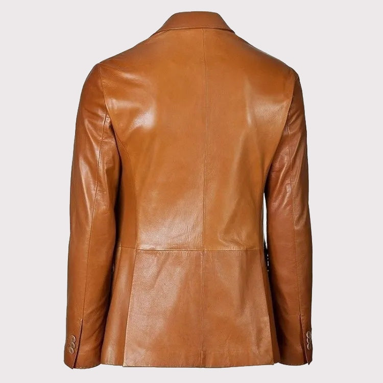 Men’s Brown Lambskin Leather Blazer Coat