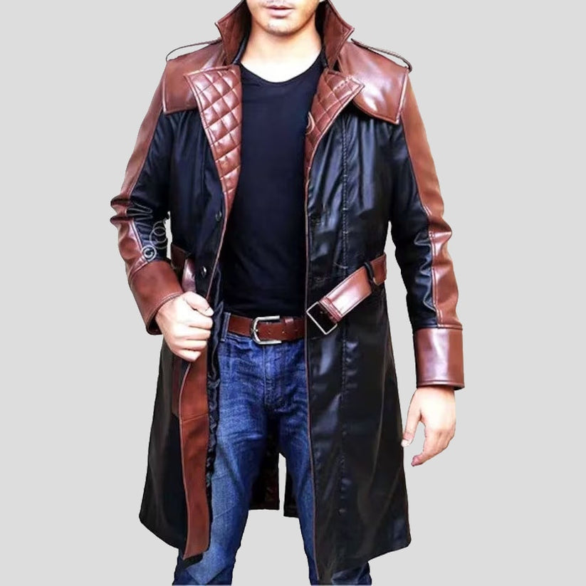 Men’s Classic Long Sheepskin Leather Trench Coat