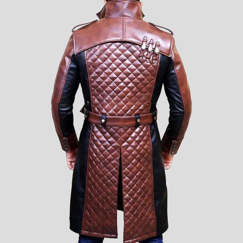 Men’s Classic Long Sheepskin Leather Trench Coat