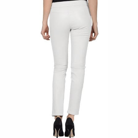 Women’s Elegant White Leather Pants – Chic Minimalist Style