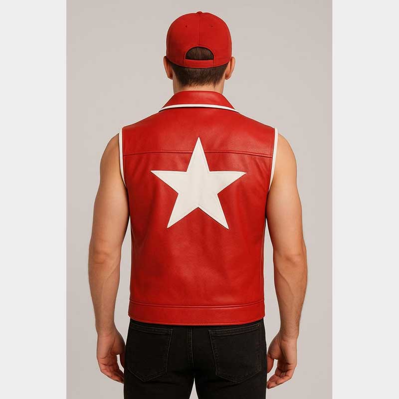 Genuine Leather Terry Bogard Inspired Gaming Vest for Men