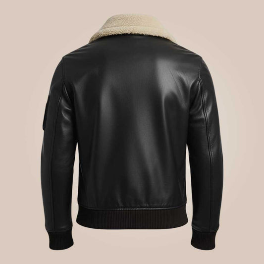 Handmade sheepskin leather aviator jacket