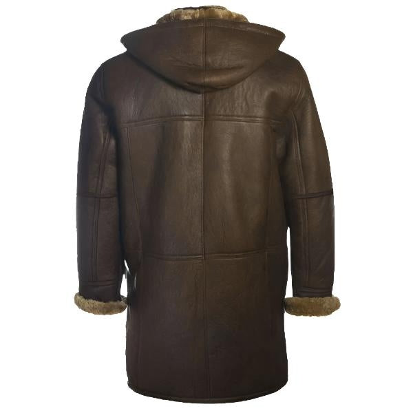 Men’s Brown Shearling Hoodie Coat – Winter Warmth Meets Urban Style
