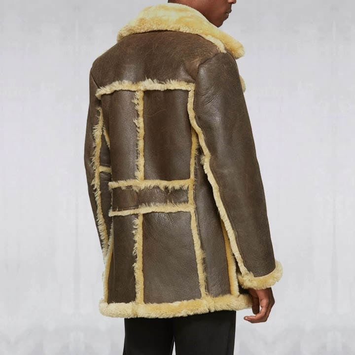 Men's Brown Shearling Sheepskin Leather Jacket – Winter Fur Coat Style