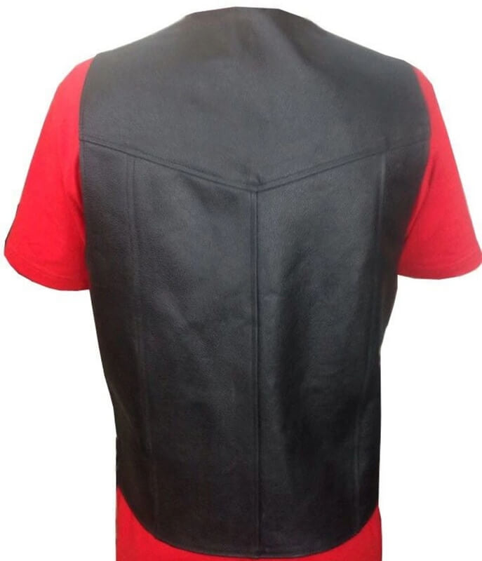 Men’s Black Genuine Leather Biker Vest with Side Lacing | Shearling Leather Jackets