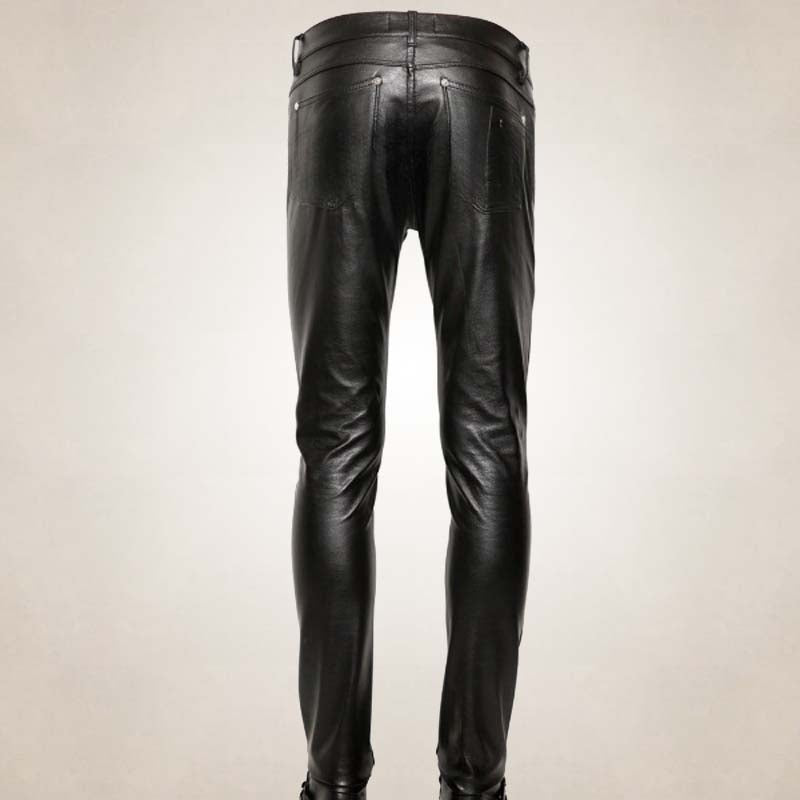 Men’s Black Skinny Leather Pants – Sleek Modern Fit
