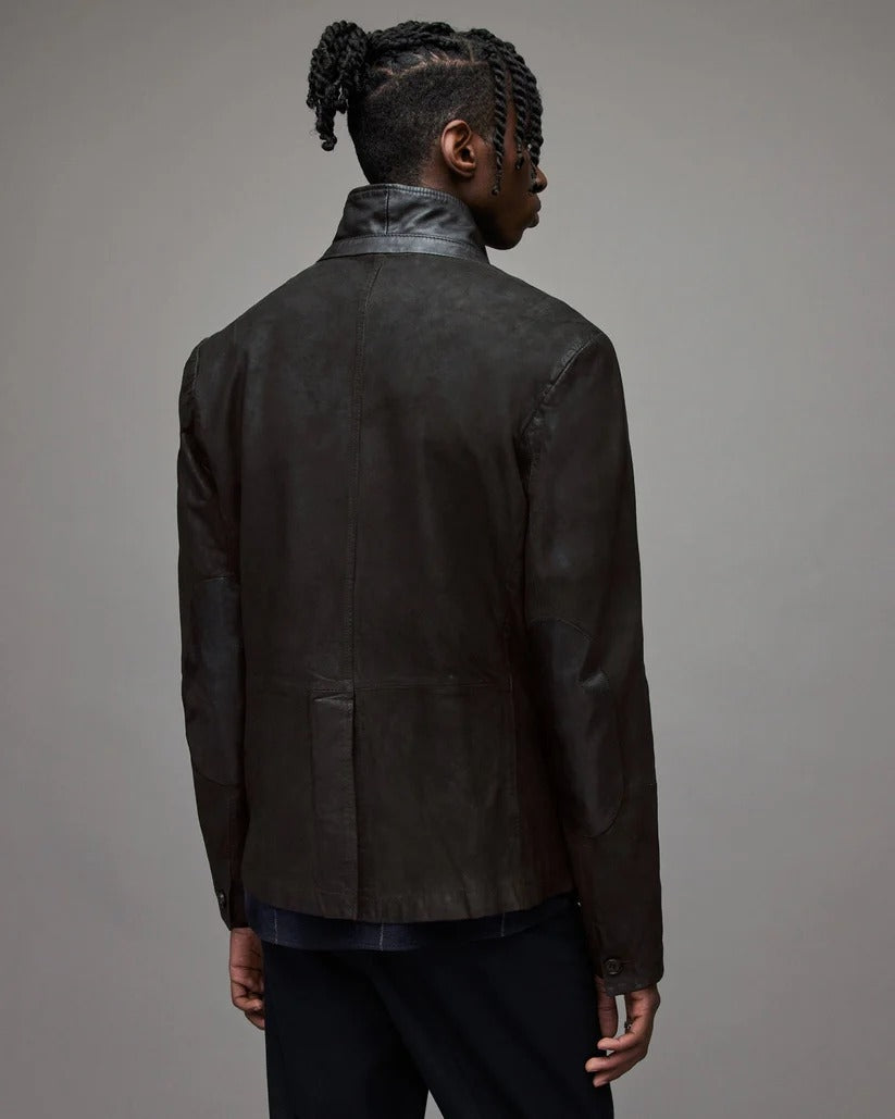 Men’s Black Suede Leather Blazer Jacket