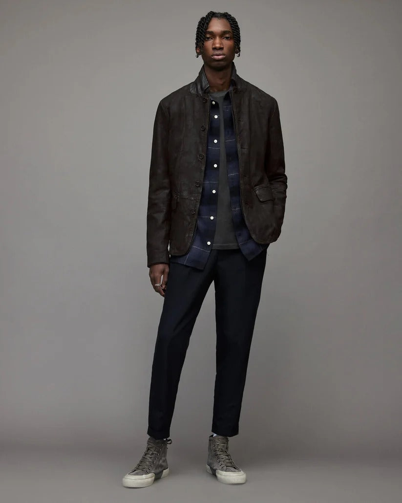 Men’s Black Suede Leather Blazer Jacket