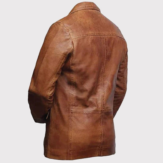 Men’s Brown Casual Leather Blazer Jacket