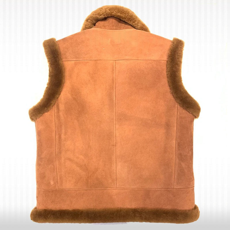 Men’s Brown Suede Shearling Leather Vest