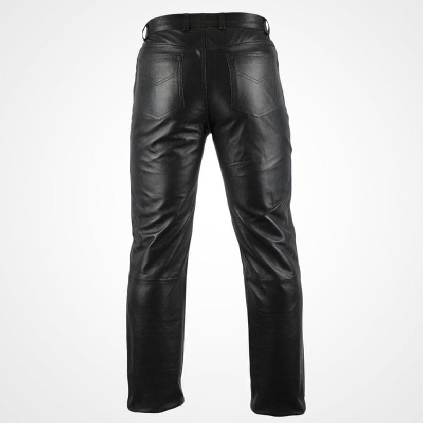 Men’s Classic Black Leather Motorcycle Pants – Premium Fit