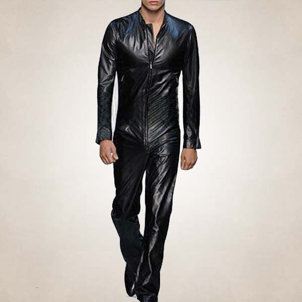 Men's Classic Leather Runway Jumpsuit – Premium Designer Look