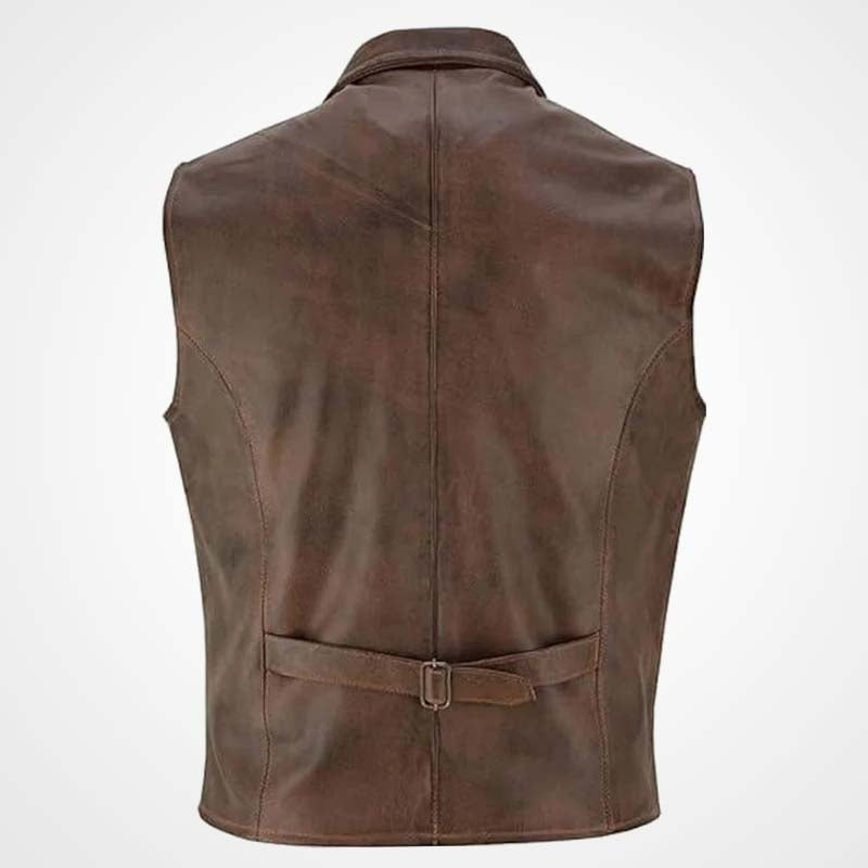 Men’s Cowhide Motorcycle Leather Vest Waistcoat