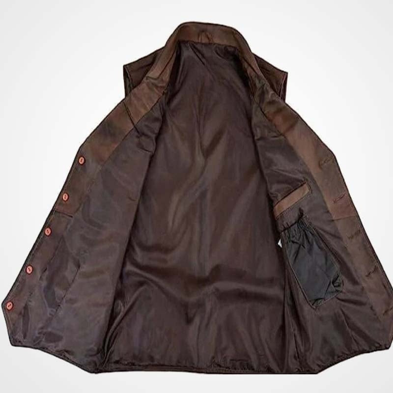 Men’s Cowhide Motorcycle Leather Vest Waistcoat