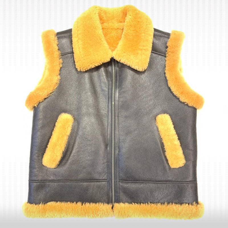 Men’s Whiskey Brown Shearling Leather Vest