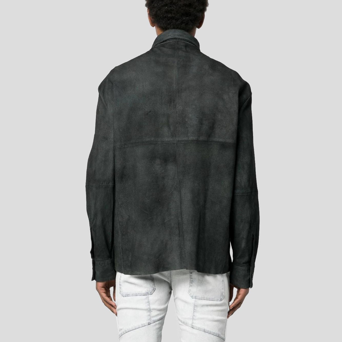 Men’s Distressed Black Suede Leather Shirt – Urban Edge Edition