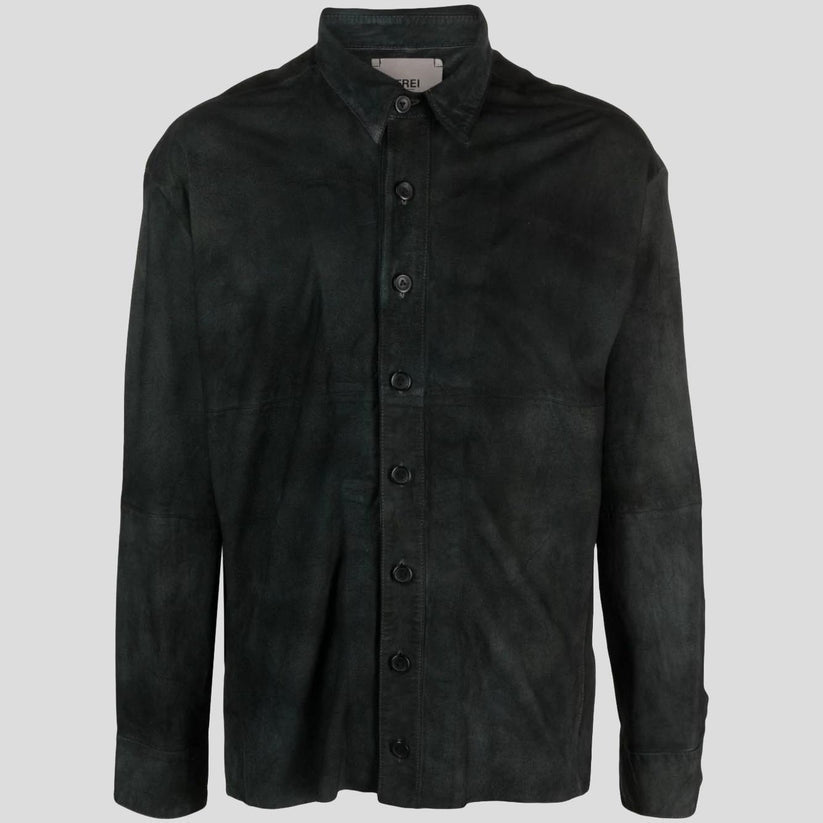 Men’s Distressed Black Suede Leather Shirt – Urban Edge Edition