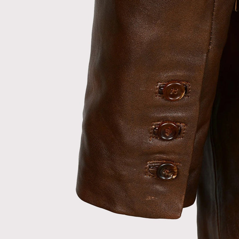 Men's Distressed Brown Leather Blazer – Stylish Vintage Elegance
